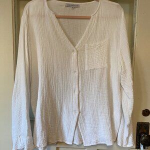 White cotton muslin blouse XL
